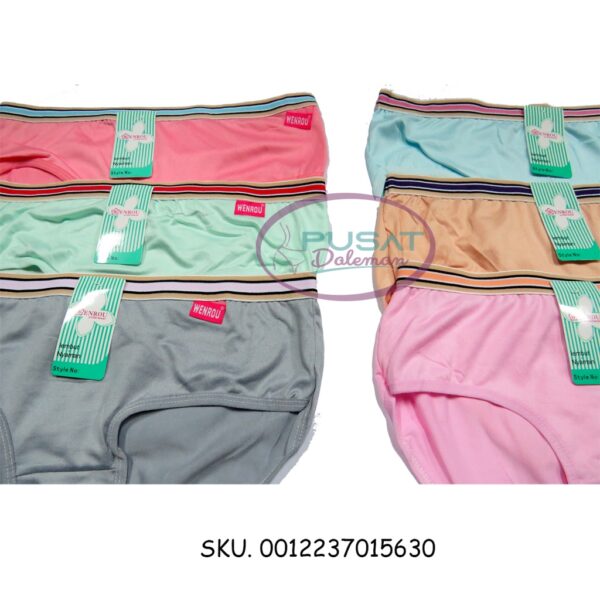 GROSIR Celana Dalam CD Wanita Panties WENROU 1508 Polos Lis Warna / 1563 Ban Garis Lucu - Image 5