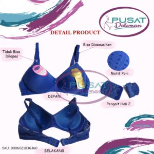 ECER BH BRA FEMA 3636 Motif Pori Tanpa Kawat Hak 2 Premium Import Nyaman