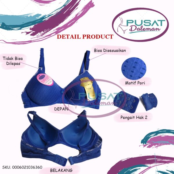 GROSIR ISI 6 BH BRA FEMA 3636 Motif Pori Tanpa Kawat Hak 2 Premium Import Nyaman