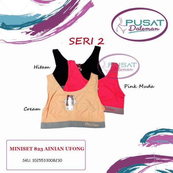 GROSIR 1 Lusin BH Sport Miniset AINIAN 823 Polos Tanpa Busa Tali Besar Dewasa Remaja Katun - Image 2
