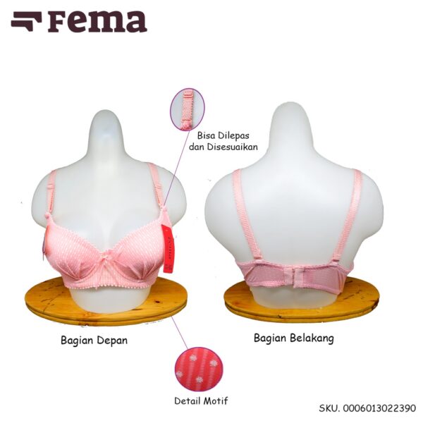 ECER BH BRA FEMA 2239 Motif Polos Bintik Kawat Pengait Hak 3 Busa Standart IMPORT - Image 2