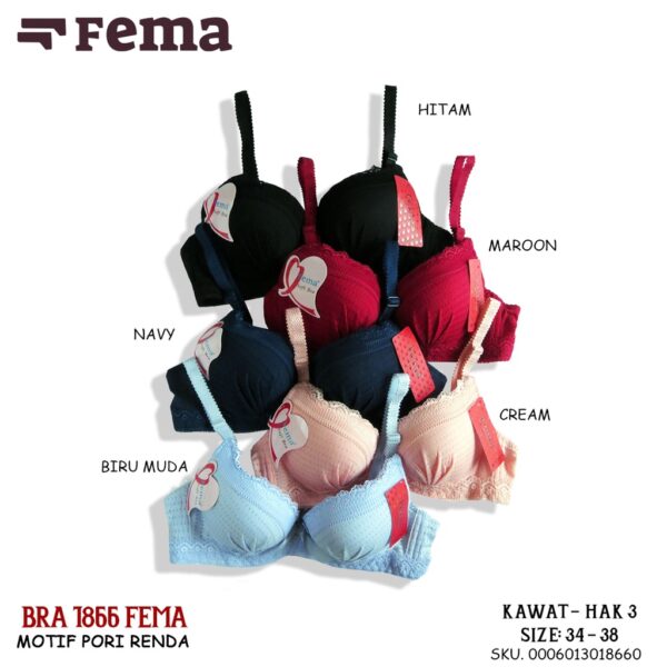 FEMA Official Shop Grosir isi 6pcs Bra 1866/869 Renda Atas Cup A - Image 2