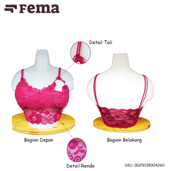FEMA Official Shop Ecer 1 pcs Sport Bra 426 Motif Bunga Brokat Import - Gambar 2