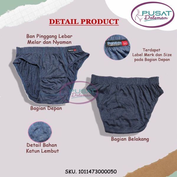 1 BOX ISI 3PCS CD Celana Dalam Pria Dewasa BARATEX TUTON/SANDOR Katun Nyaman - Image 4