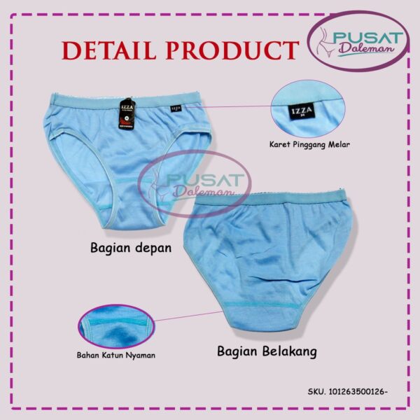 ECER CD Celana Dalam Wanita Remaja Dewasa 126/123 IZZA Katun Polos Nyaman - Gambar 5