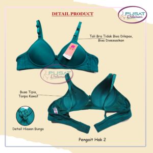ECER BH BRA A5 LIANGCAO Motif Polos Tanpa Kawat Busa Tipis Cup B Standart