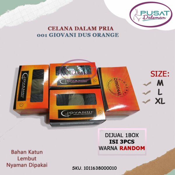Obral Clearance Sale 1 BOX ISI 3 pcs Celana Dalam Pria 001/002 GIOVANNI KATUN - Image 4