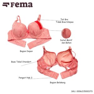 FEMA Official Shop Ecer 1 pcs Bra K017  Motif Bunga Emboss Import