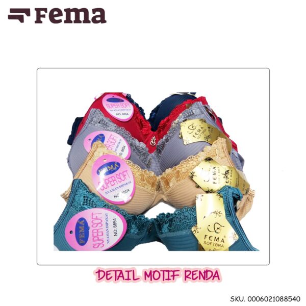 FEMA Official Shop Ecer 1 pcs Bh Bra 8854 Motif Salur Renda Import - Image 2