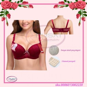 BH BRA Fema Wanita Premium Motif Brokat Full Busa Tipis Kawat Pengait 3 IMPORT 222
