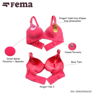 FEMA Official Shop Ecer 1 pcs Bra 6612 Jumbo Candy Colour Import