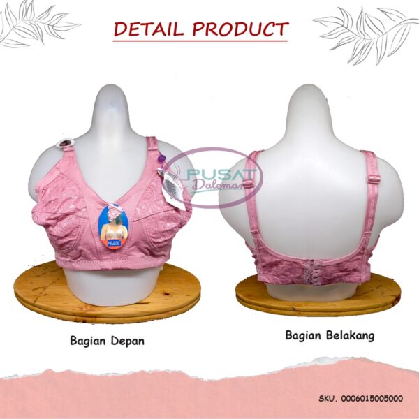 Obral Clearance Sale Ecer 1 pcs Bra Jumbo Guini Ibu-ibu Brokat Tanpa Kawat Tanpa Busa - Image 2