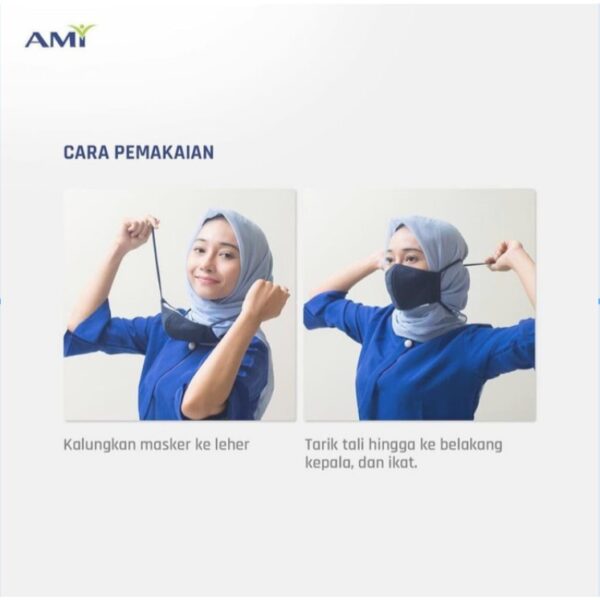 MASKER KAIN AMI HIJAB PREMIUM 3 LAPIS - Anti Polusi, Anti Bakteri - Image 3