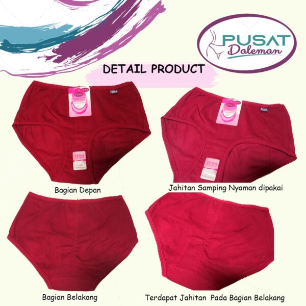 Celana Dalam Panties Wanita FEMA 618 Polos Katun Nyaman Import Premium
