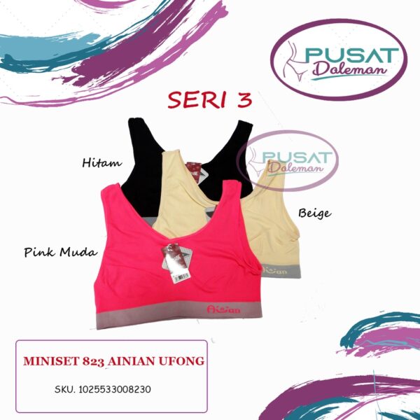 GROSIR 1 Lusin BH Sport Miniset AINIAN 823 Polos Tanpa Busa Tali Besar Dewasa Remaja Katun - Image 3