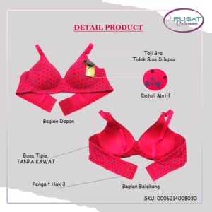 GROSIR ISI 6 BH BRA FEMA 803 MOTIF BUNGA TANPA KAWAT BUSA TIPIS CUP B HAK 3