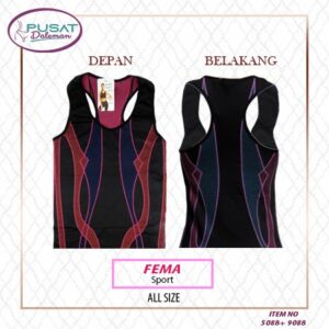 Setelan Olahraga Wanita Senam Training (Tanktop + Celana Legging) FEMA 5088 + 9088
