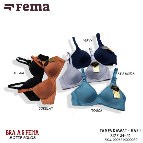FEMA Official Shop Ecer 1 pcs Bh Bra A1/A5/A6/A7/B5 Polos Salur - Gambar 3