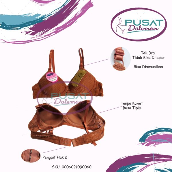 ECER BH BRA FEMA 9006 Motif Pori Polos Tanpa Kawat Hak 2 Premium Import Nyaman - Image 2
