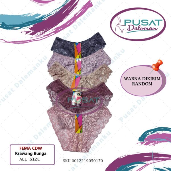 Celana Dalam 603/5017 WARNA RANDOM Brokat Sexy Transparan Nyaman Halus IMPORT Premium - Image 2