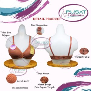 ECER BH BRA FEMA 9006 Motif Pori Polos Tanpa Kawat Hak 2 Premium Import Nyaman