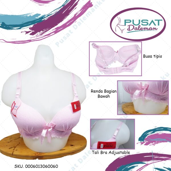 Ecer BH Bra Fema 6006 Renda Bawah Busa Tipis Cup Sedang Tanpa Kawat Pengait Hak 3 - Image 3