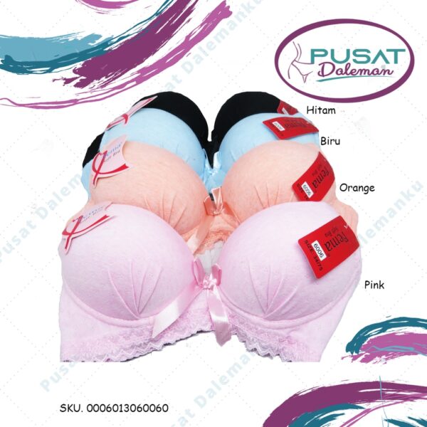 Ecer BH Bra Fema 6006 Renda Bawah Busa Tipis Cup Sedang Tanpa Kawat Pengait Hak 3 - Image 2