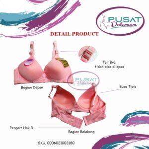 GROSIR ISI 6 BH BRA 318 FEMA TANPA KAWAT MOTIF KOTAK PENGAIT HAK  3