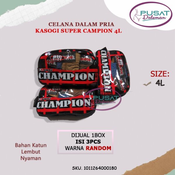 1 BOX ISI 3PCS CD CELANA DALAM PRIA DEWASA BIG SIZE JUMBO KASOGI SUPER CAMPION 4L KATUN - Image 2