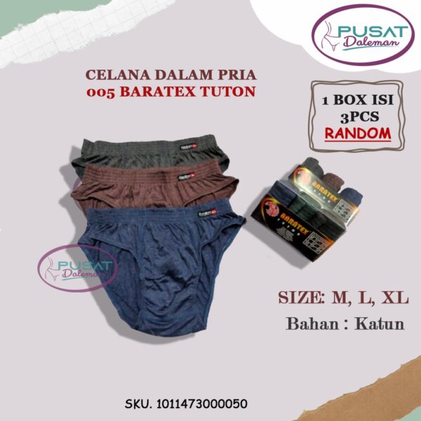 1 BOX ISI 3PCS CD Celana Dalam Pria Dewasa BARATEX TUTON/SANDOR Katun Nyaman - Image 3