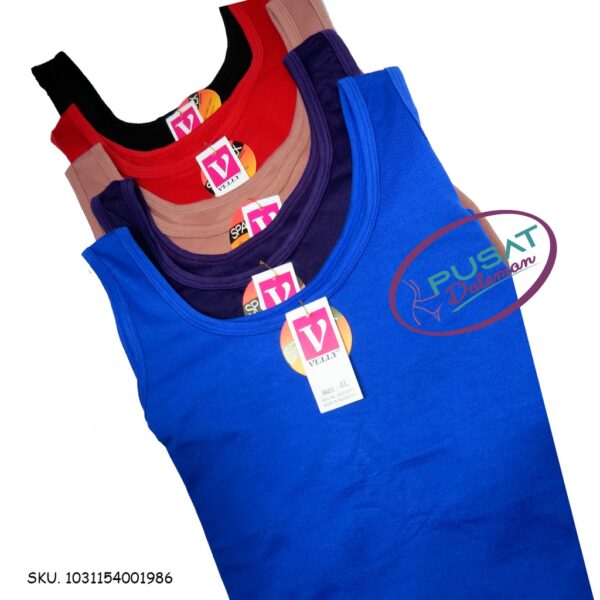 Singlet Tank Top Katun Velly 198 Jumbo Wanita 4L Tali Lebar - Image 2