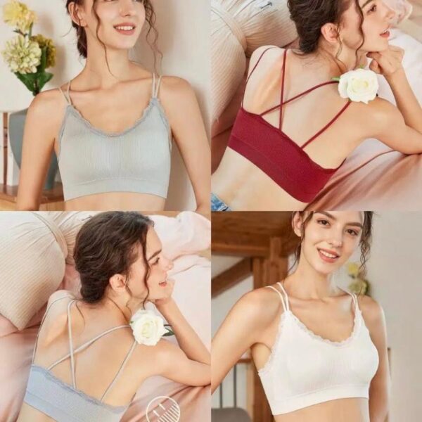 Brallete/ Sport Bra/ Bra Fashion Korea Brokat Tali Silang IMPORT Fema 820 Polos