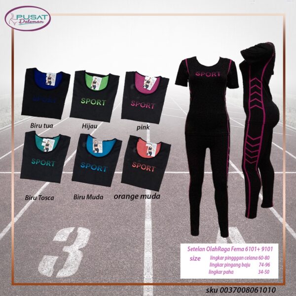 [BARU!] Setelan Olahraga/ Baju Senam/ Yoga Wanita (Lengan Pendek + Legging Panjang) Nyaman FEMA