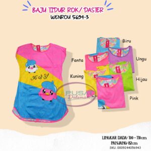 ECER Baju Tidur WENROU Setelan Celana Panjang/Pendek/Rok Daster Piyama Babydoll Motif Cartoon Lucu RANDOM IMPORT