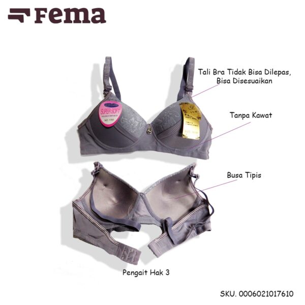 FEMA Official Shop Ecer 1 pcs Bh Bra 1761 Emboss Bunga Polos Import - Image 2