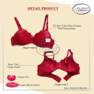 ECER BH BRA 8619 HUAGEQING  Motif Polos Pengait Hak 2 Cup A Kecil Remaja Tanpa Kawat