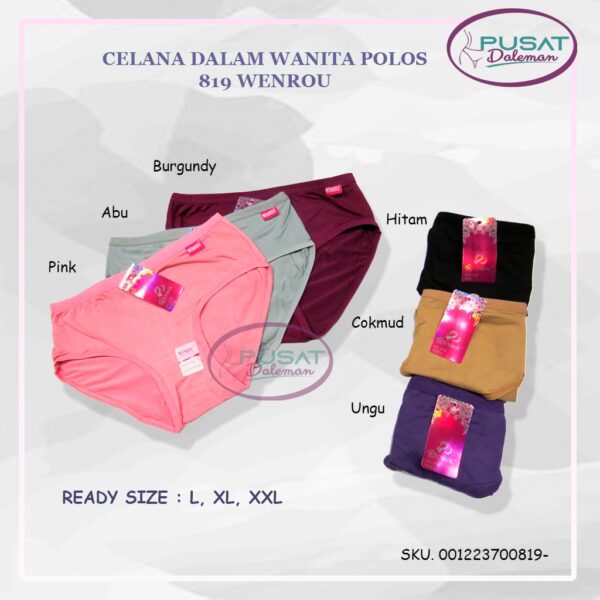 OBRAL CLEARANCE SALE ECER Celana Dalam CD Wanita Panties WENROU 1508 Polos Lis Warna / 1563 Ban Garis Lucu - Image 2