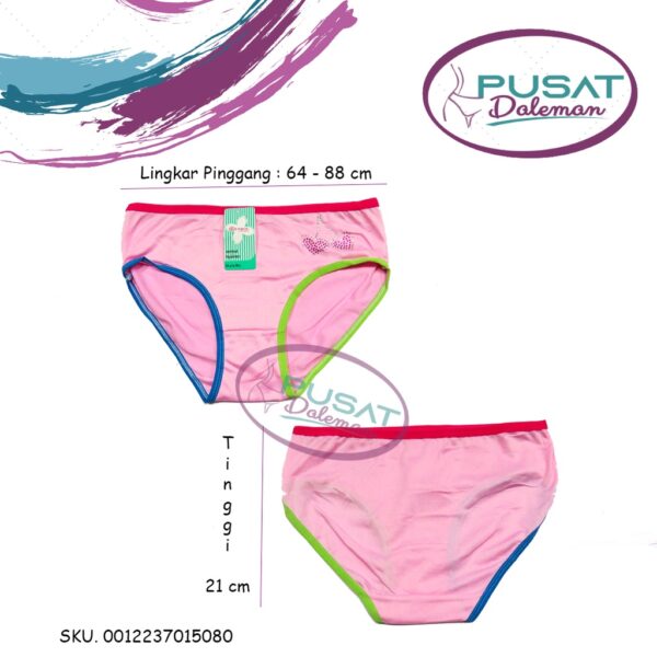 GROSIR Celana Dalam CD Wanita Panties WENROU 1508 Polos Lis Warna / 1563 Ban Garis Lucu - Image 2