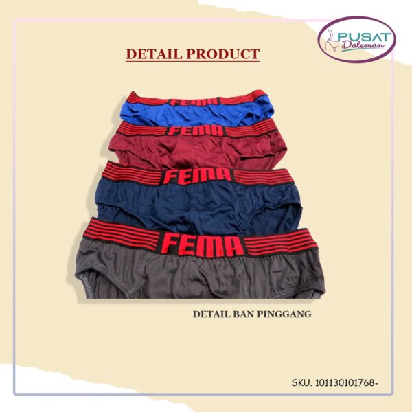 1 Box isi 3pcs CD Celana Dalam Pria Fema 1768/1683 Import Katun - Image 2