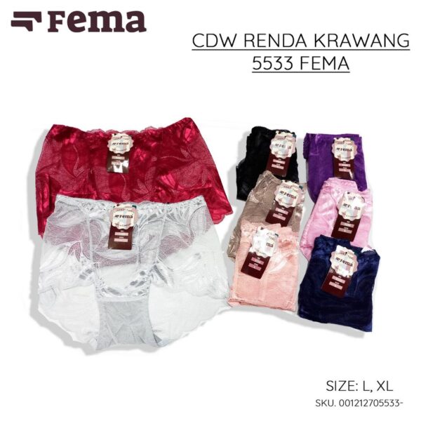 FEMA Official Shop Ecer 1 pcs Celana Dalam Wanita Krawang Renda Pita Tengah 5533/5538 - Image 2
