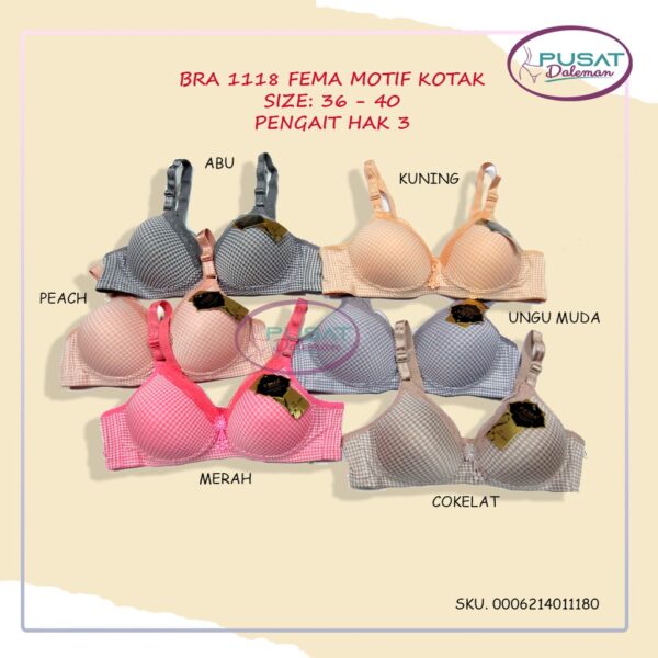 FEMA Official Shop Ecer 1 pcs Bh Bra 1118  Motif Kotak Renda Atas Import - Image 2