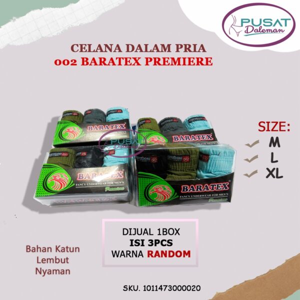 1 BOX ISI 3PCS CD Celana Dalam Pria Dewasa BARATEX TUTON/SANDOR Katun Nyaman - Image 2