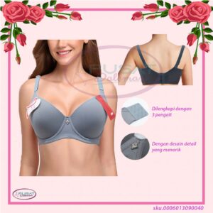 BH BRA Fema Wanita Premium Motif Pori Busa Kawat Pengait 3 Cup Besar C IMPORT 9004