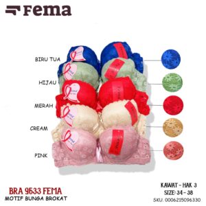 FEMA Official Shop Ecer 1 pcs Bh Bra 9633 Motif Bunga Brokat Import