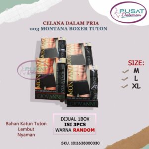 GROSIR SERI SIZE 1 LUSIN  BOXER COWOK PRIA DEWASA CELANA DALAM 003 MONTANA KATUN TUTON NYAMAN