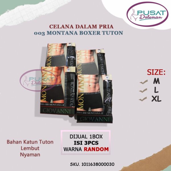 Obral Clearance Sale 1 BOX ISI 3 pcs Celana Dalam Pria BOXER Montana - Image 3