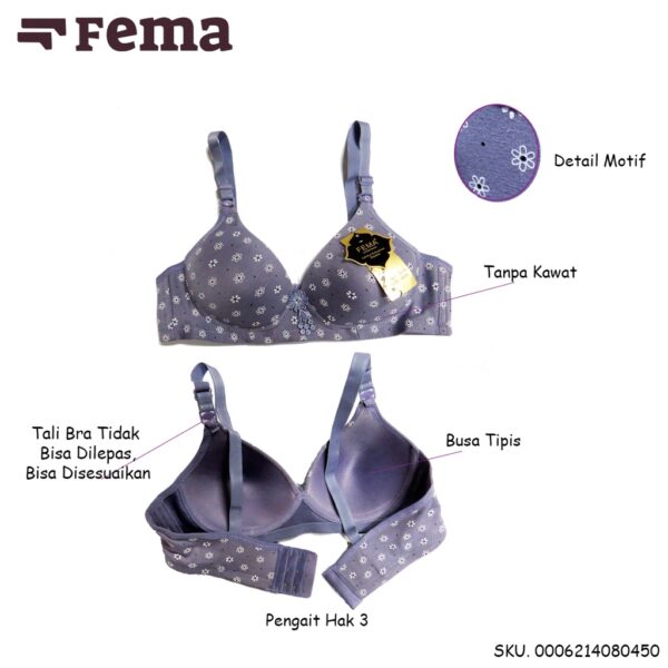 FEMA Official Shop Ecer 1 pcs Bh Bra 8045/803 Pengait 3 Import Motif - Image 4