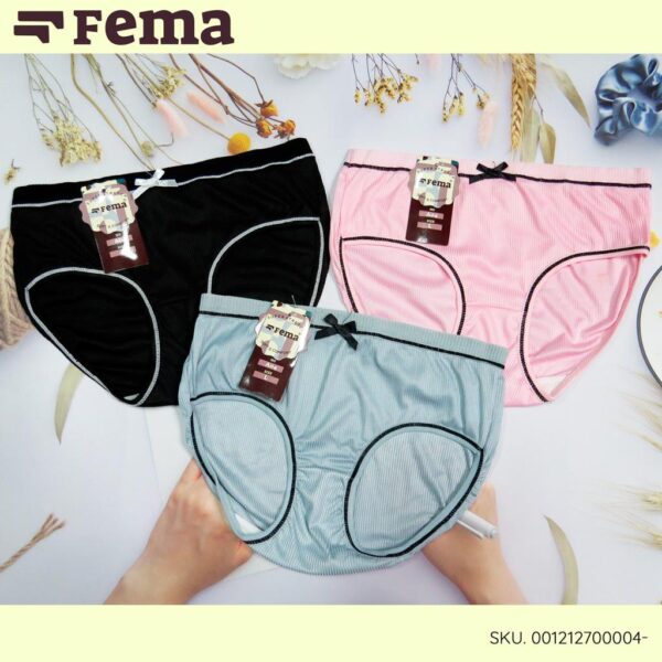 FEMA Official Shop ECER 1 pcs Celana Dalam Wanita A04 Salur PIta Tengah - Image 4