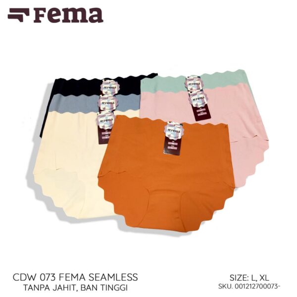 FEMA Official Shop Ecer 1 Pcs Celana Dalam Wanita 073 Seamless Highwaist Tanpa Jahitan Anti Nyeplak Ban Tinggi Maxi - Image 2