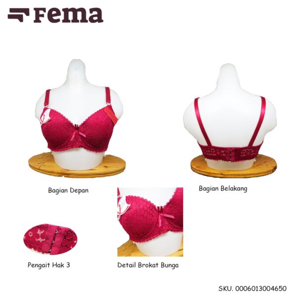 FEMA Official Shop Ecer 1 pcs Bh Bra 465 Brokat Motif Bunga Import - Image 2